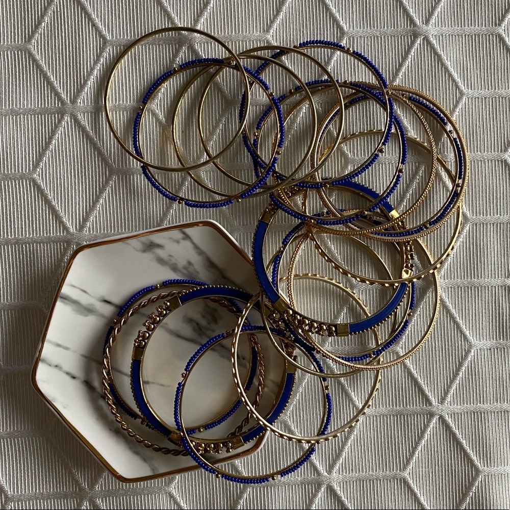 Multiple Stack Bracelets Cobalt Blue & Gold - image 2
